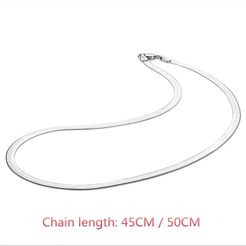 New Unisex 925 Silver Flat Snake Necklace - Picture 2 of 6